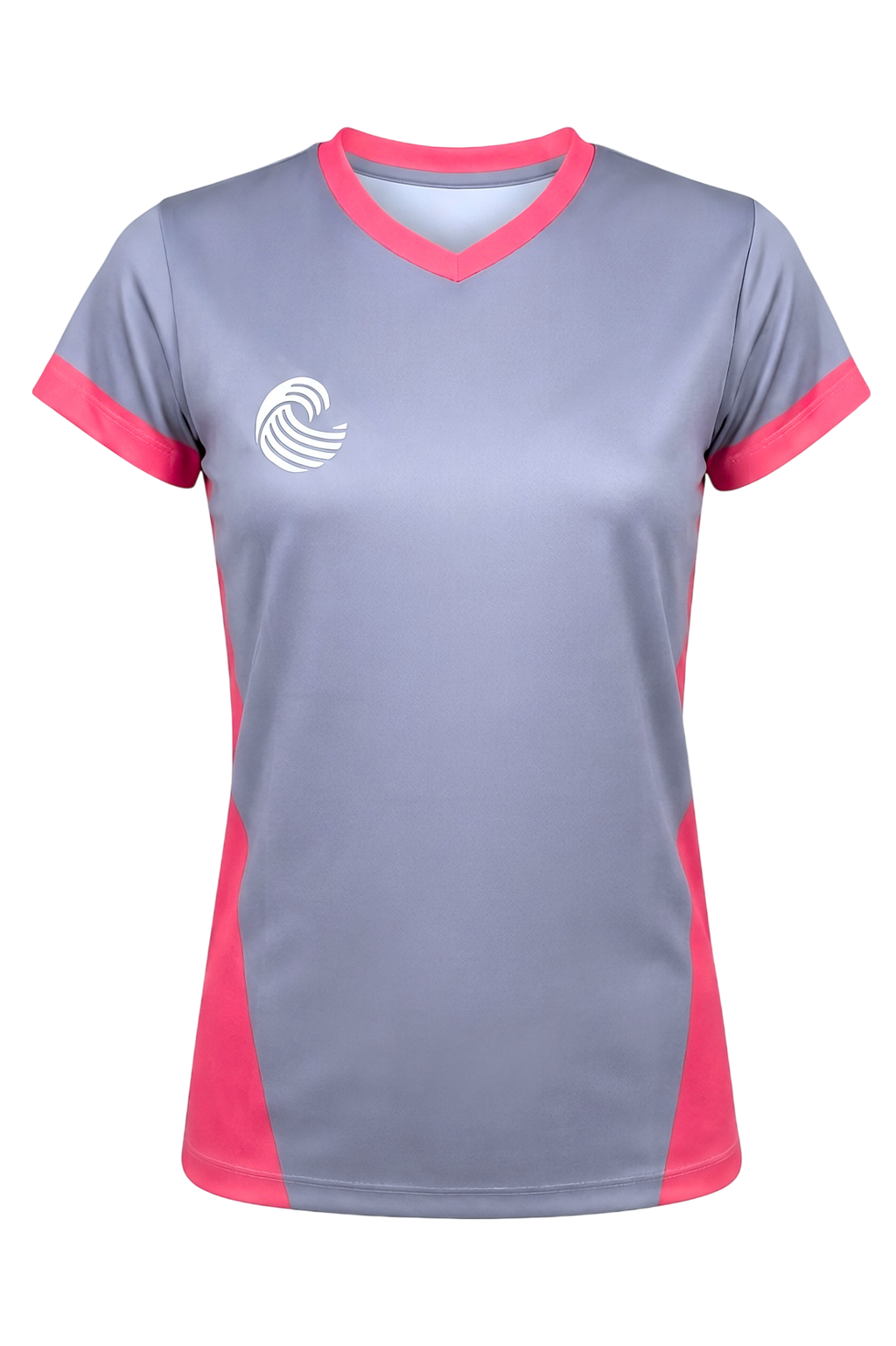 Camiseta fútbol femenino - Gris y rojo cereza