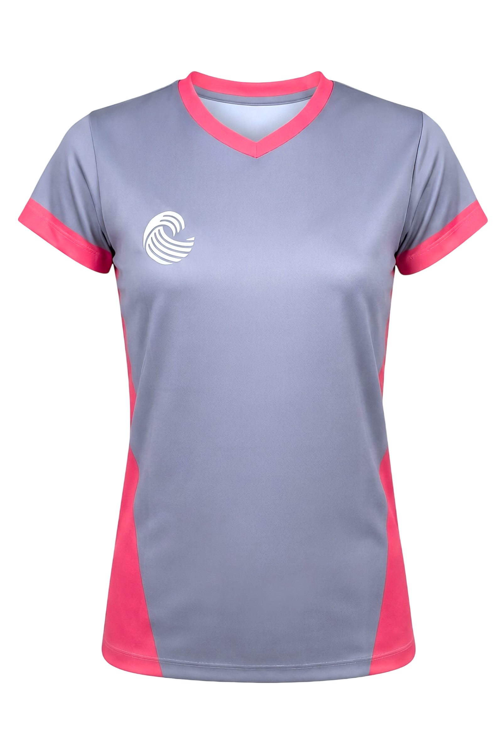 Camiseta fútbol femenino - Gris y rojo cereza