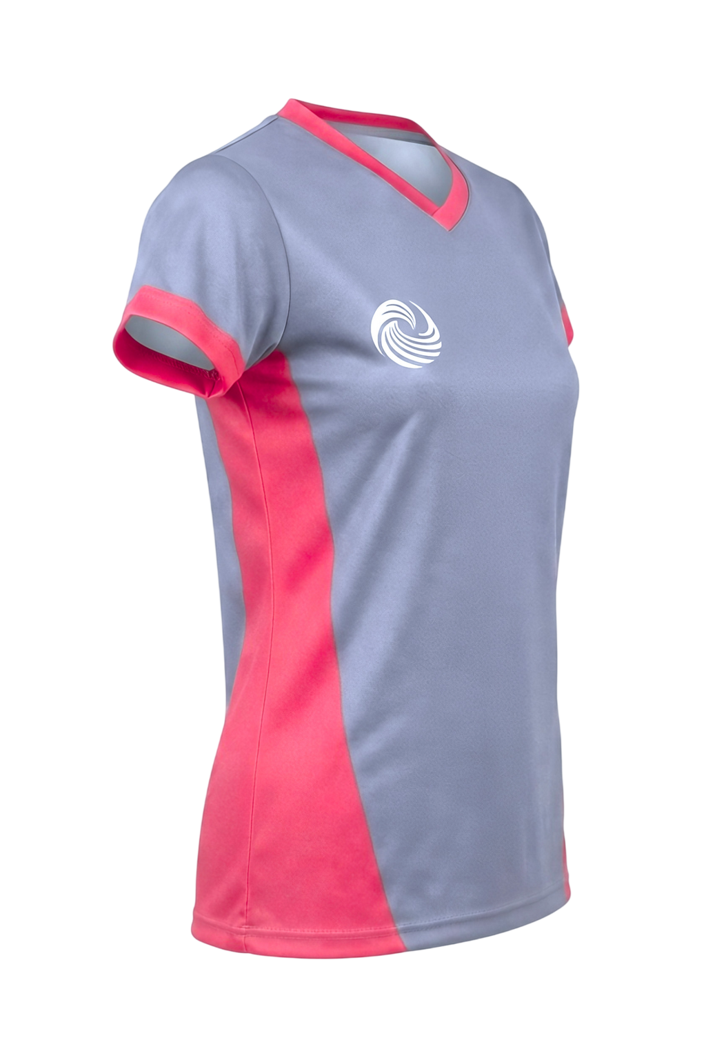 Camiseta fútbol femenino - Gris y rojo cereza