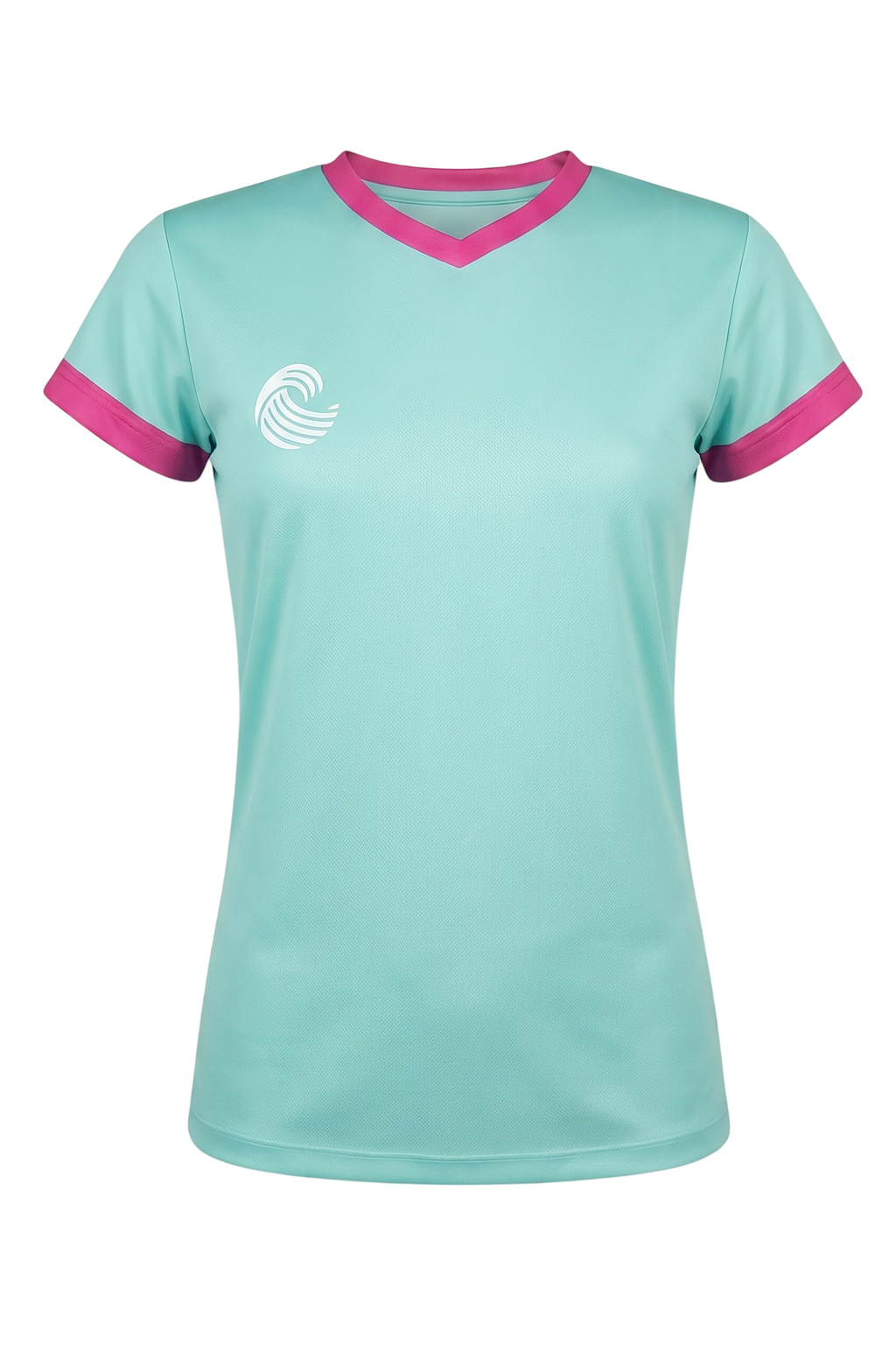 Camiseta fútbol femenino - Verde aguamarina y rosa