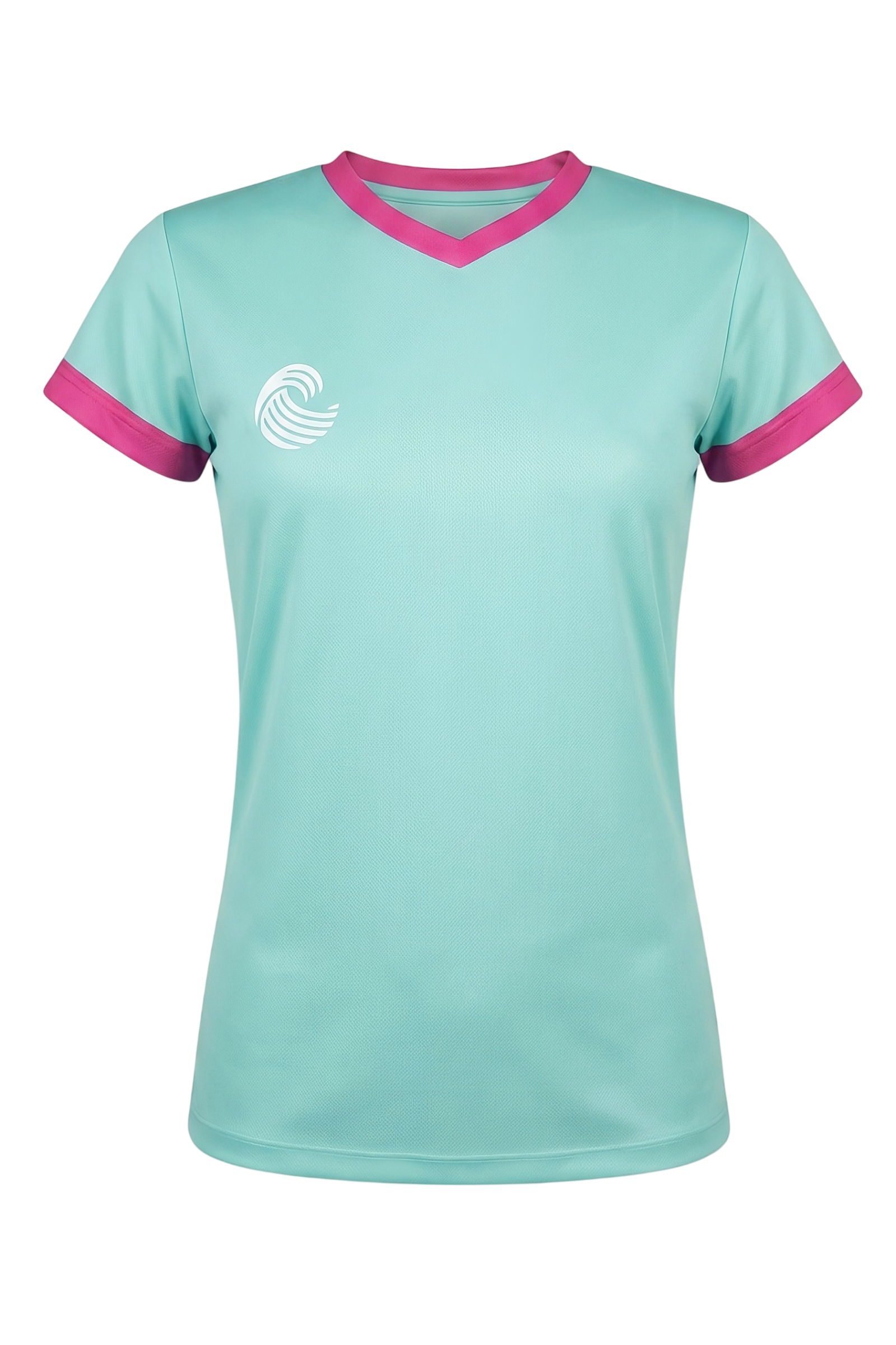 Camiseta fútbol femenino - Verde aguamarina y rosa